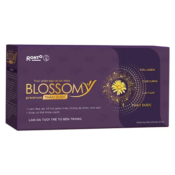 Nước uống collagen thảo dược giúp đẹp da, hỗ trợ ngủ ngon Blossomy Premium lốc 10 chai x 50ml.webp