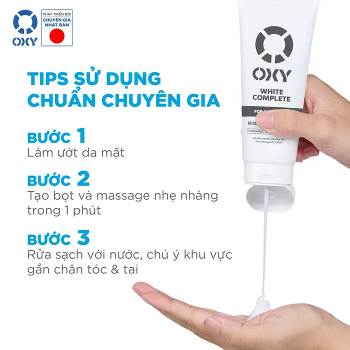 Sữa rửa mặt cho nam OXY sạch dịu nhẹ, sáng da OXY White Complete 100g.webp