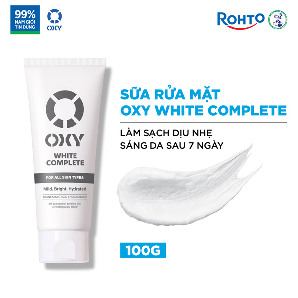 Sữa rửa mặt cho nam OXY sạch dịu nhẹ, sáng da OXY White Complete 100g.webp