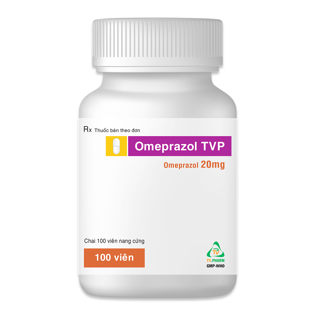 Omeprazol TVP (Chai 100 viên, Hộp 3 vỉ x 10 viên nang).png