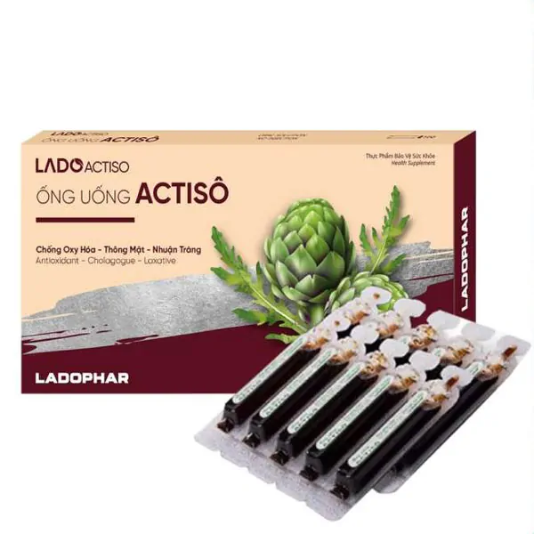 Ống uống Actiso Ladophar Giúp mát gan - lợi mật (Hộp 10 ống).webp