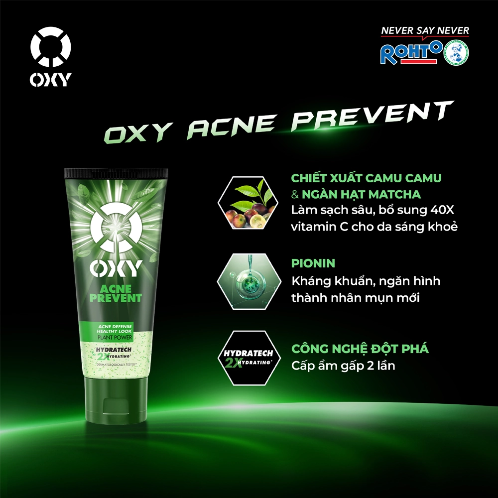 Sữa rửa mặt cho nam Oxy sạch sâu ngừa mụn, dạng gel Oxy Acne Prevent 100g.webp