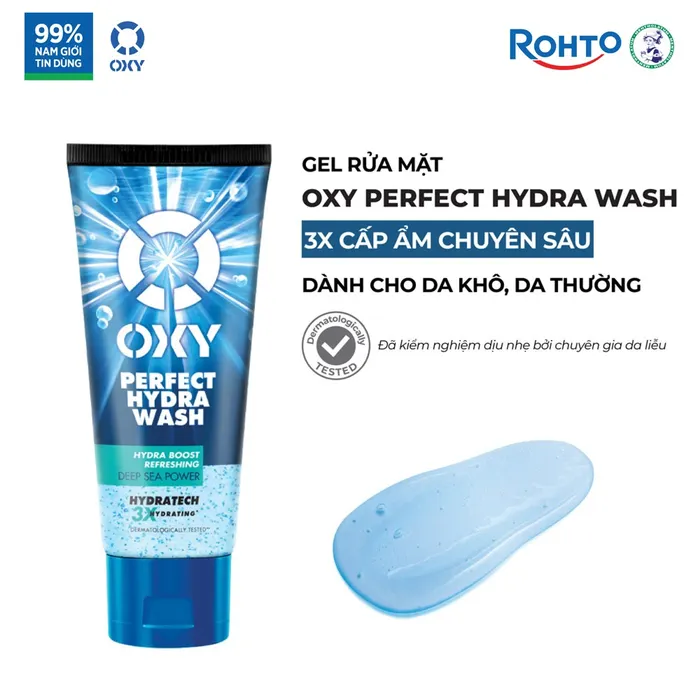Sữa rửa mặt cho nam Oxy sạch sâu sảng khoái dưỡng ẩm dạng gel Oxy Perfect Hydra Wash 100g.webp