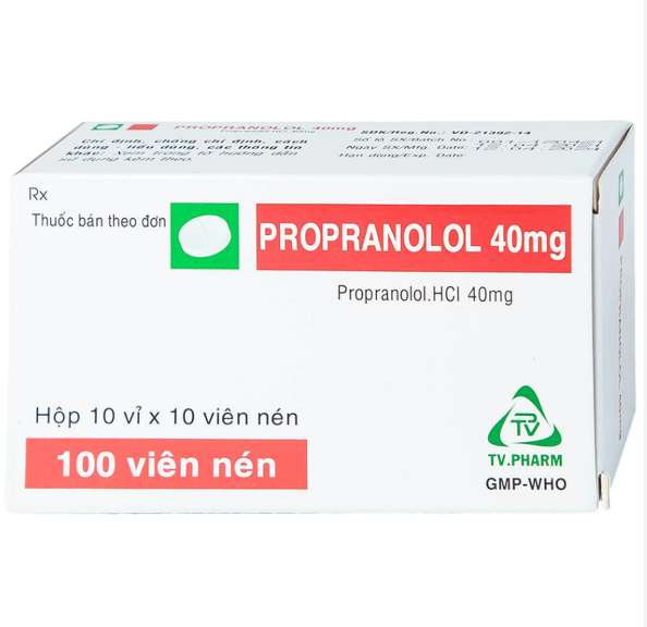 Thuốc Propranolol 40mg TV.Pharm điều trị tăng huyết áp, đau thắt ngực (10 vỉ x 10 viên).webp