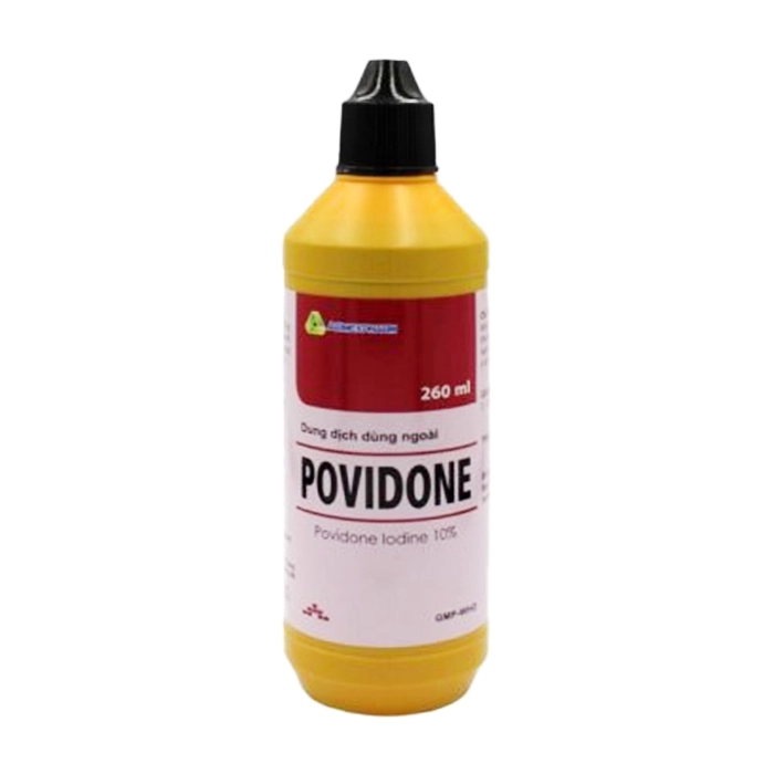 Povidone 10% Agimex sát trùng vết thương hay phẫu thuật, vết loét sâu (260ml).webp