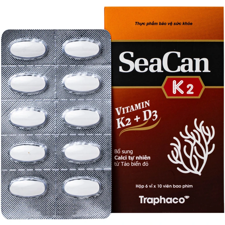 Seacan K2 Traphaco hỗ trợ xương chắc khỏe, tăng cường sức khỏe xương răng (60 viên).webp