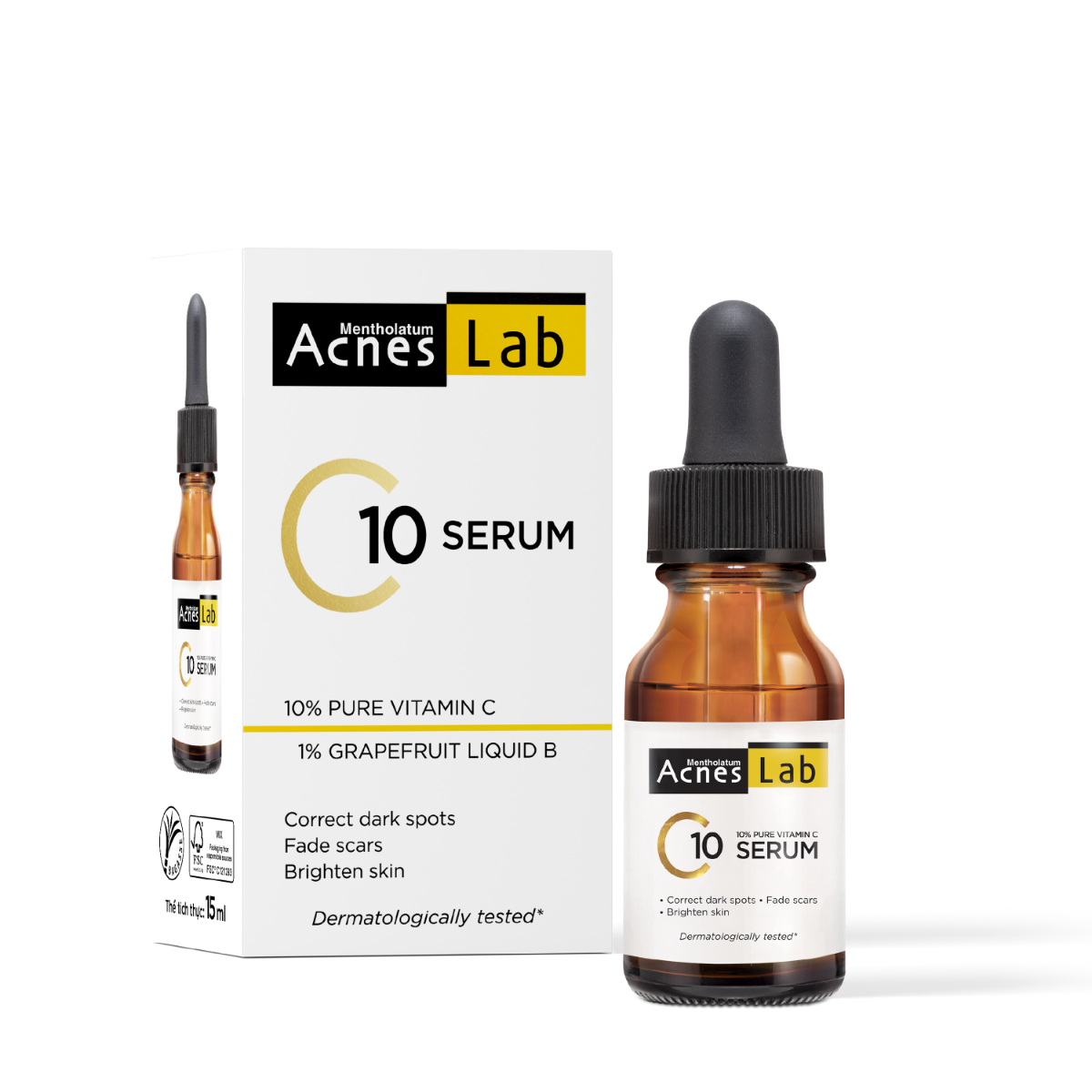 Serum VItamin C 10% dưỡng trắng mờ thâm sạm Acnes Lab C10 serum 15ml.webp