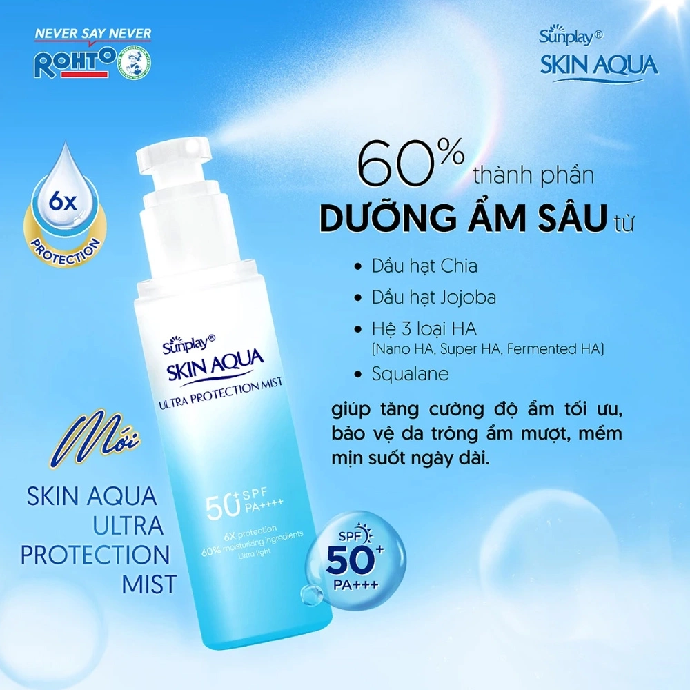 Xịt chống nắng bảo vệ đa chiều Skin Aqua Ultra Protection Mist 60ml.webp