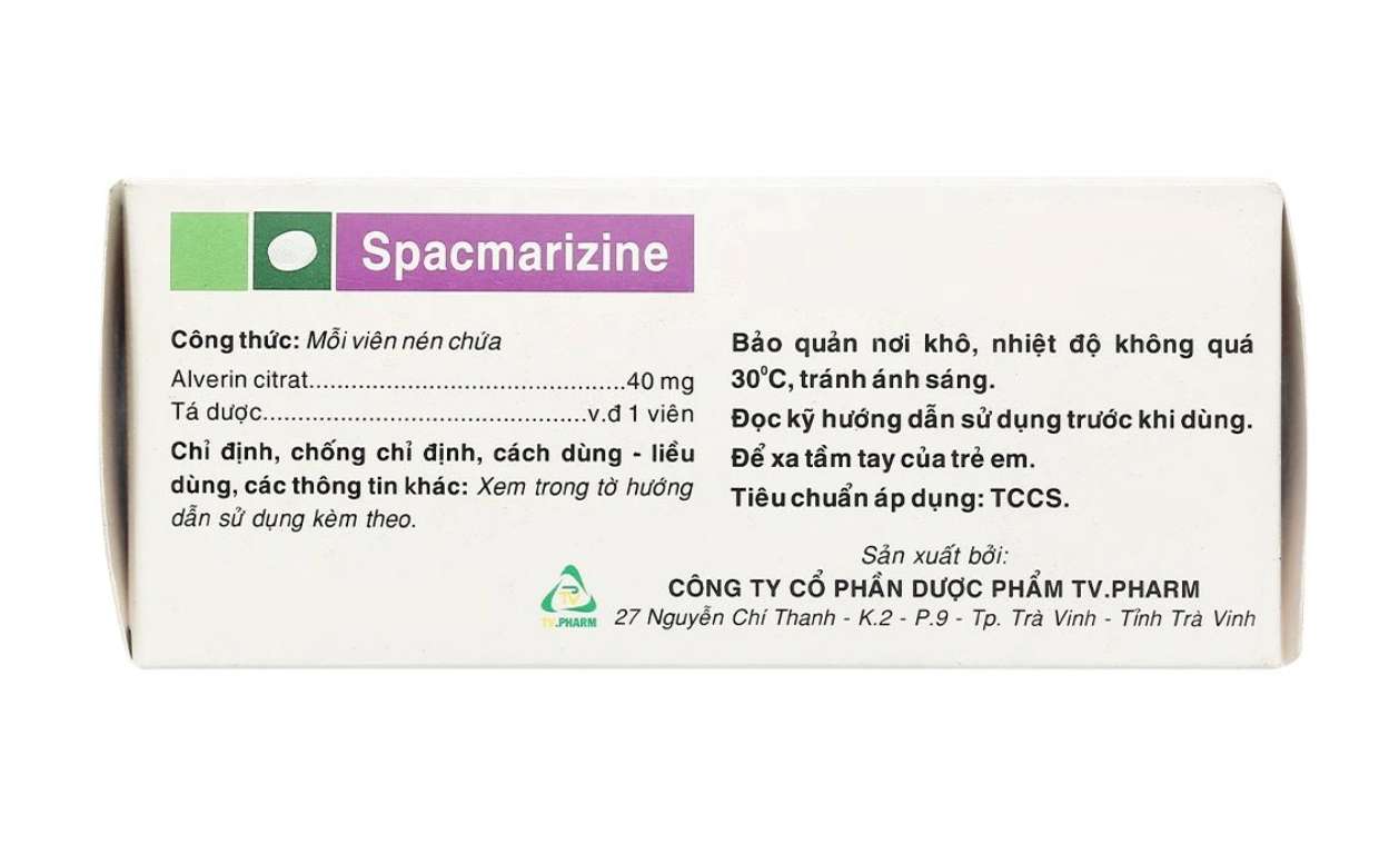 Spacmarizine 40mg giảm đau do co thắt cơ trơn ở đường tiêu hóa (20 vỉ x 15 viên).webp