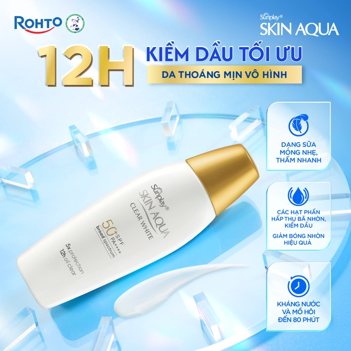 Kem chống nắng Skin Aqua dưỡng trắng, kiểm dầu, dùng hàng ngày dạng sữa Sunplay Skin Aqua Clear White Eco Việt Nam SPF50, PA++++ 55g.webp