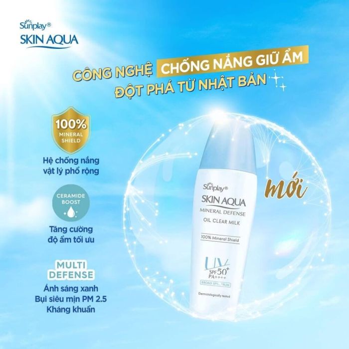 Sữa chống nắng vật lý bảo vệ da sạch dầu - Sunplay Skin Aqua Mineral Defense Oil Clear Milk.jpg