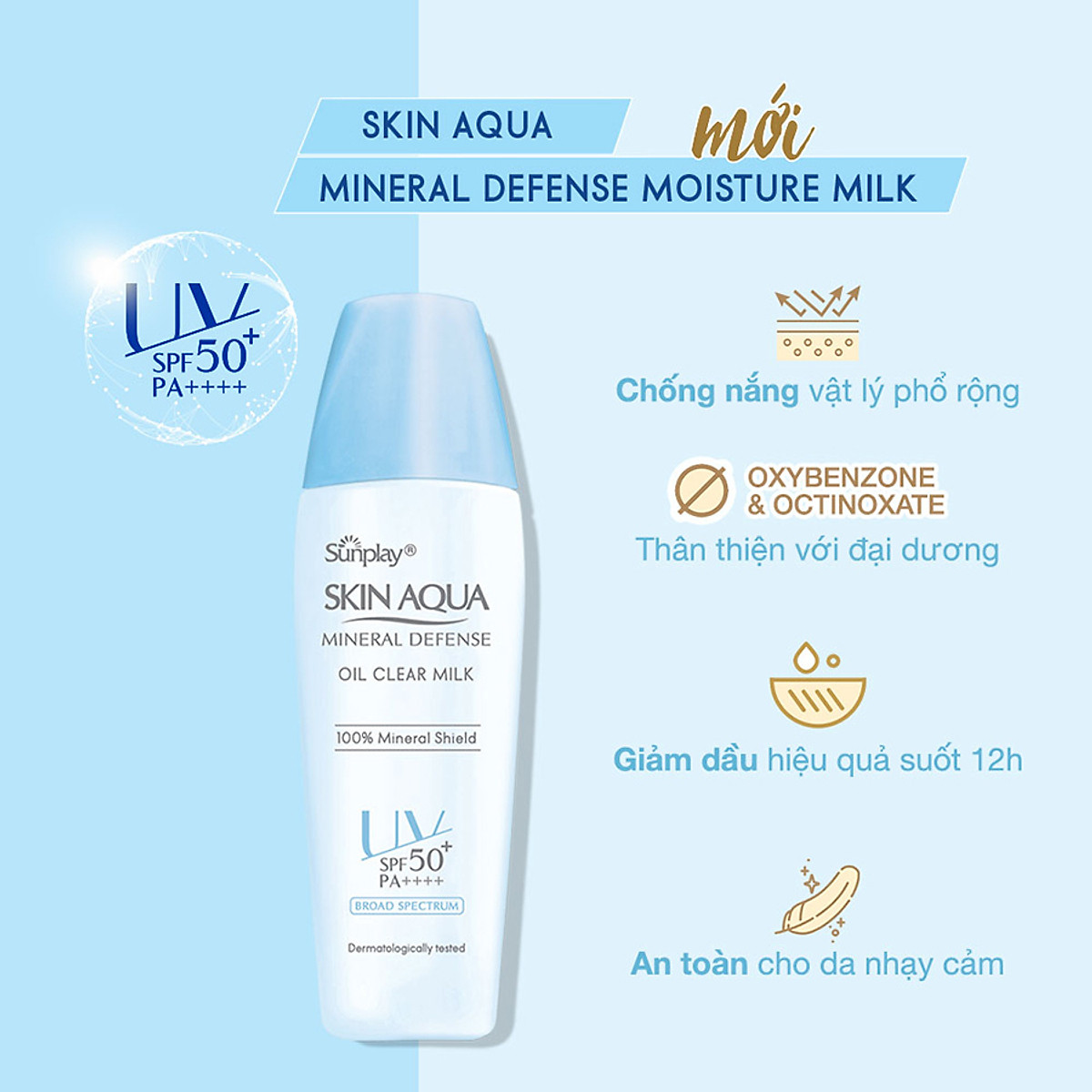 Sữa chống nắng vật lý bảo vệ da sạch dầu - Sunplay Skin Aqua Mineral Defense Oil Clear Milk.jpg
