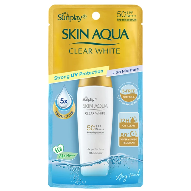 Sữa chống nắng Sunplay Skin Aqua SPF50+ Clear White dưỡng trắng da, mịn màng (25g).webp