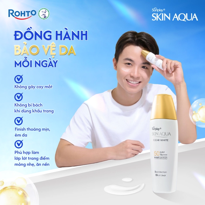 Sữa chống nắng Sunplay Skin Aqua SPF50+ Clear White dưỡng trắng da, mịn màng (25g).webp