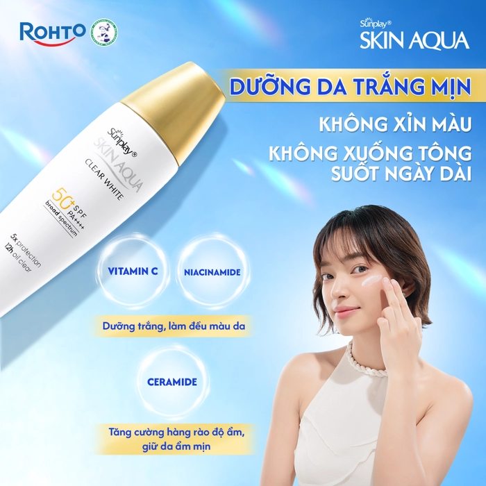 Sữa chống nắng Sunplay Skin Aqua SPF50+ Clear White dưỡng trắng da, mịn màng (25g).webp