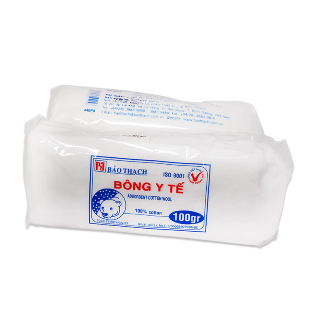 THÙNG 100 GÓI Bông Gòn Y tế BẢO THẠCH Đã Tiệt Trùng Túi 25g - Minpharmacy.jpg