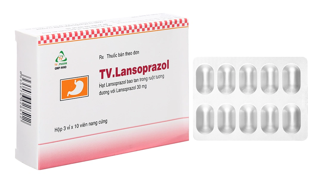TV.Lansoprazol 30mg trị loét dạ dày, tá tràng, viêm thực quản (3 vỉ x 10 viên).webp