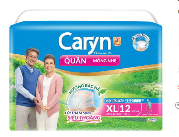 Tã quần Caryn mỏng thoáng cho người lớn size XL - Gói 12 miếng.png