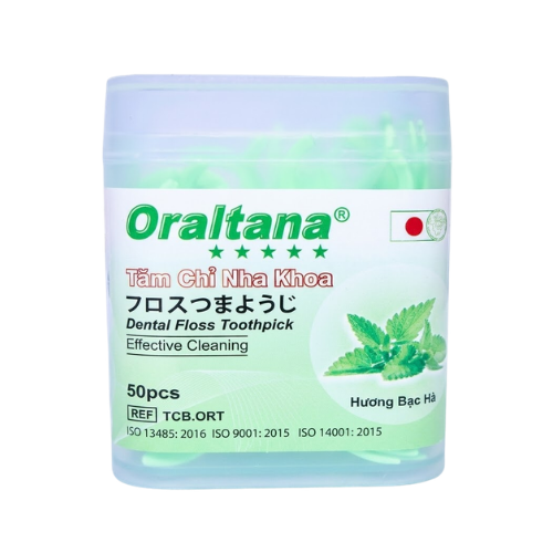 Tăm chỉ nha khoa ORALTANA 5 sao - Hương bạc hà.png