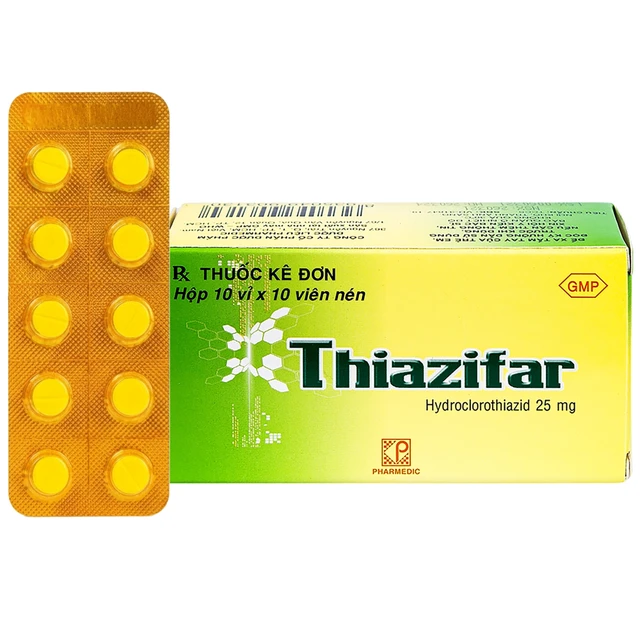Thiazifar Pharmedic – Thuốc Lợi Tiểu, Điều Trị Tăng Huyết Áp & Suy Tim (10 Vỉ x 10 Viên).webp