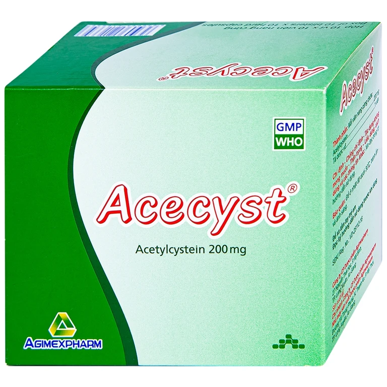 Thuốc Acecyst 200mg Agimexpharm long đờm, thông đường hô hấp trong viêm phế quản (10 vỉ x 10 viên).webp