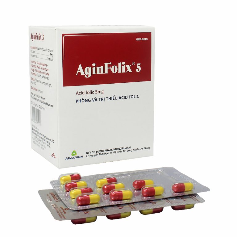 Thuốc Aginfolix 5 Agimexpharm phòng và trị thiếu acid folic (10 vỉ x 10 viên).jpg
