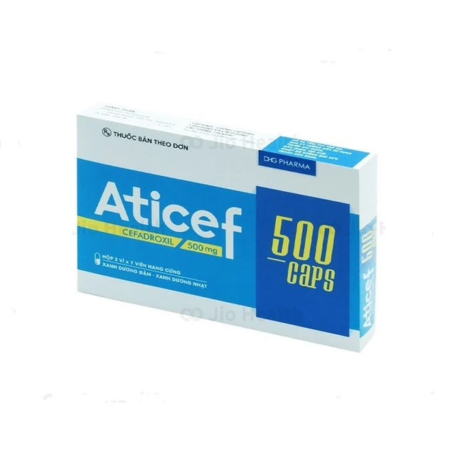Thuốc Aticef 500mg DHG điều trị nhiễm khuẩn từ nhẹ đến vừa (2 vỉ x 7 viên).webp