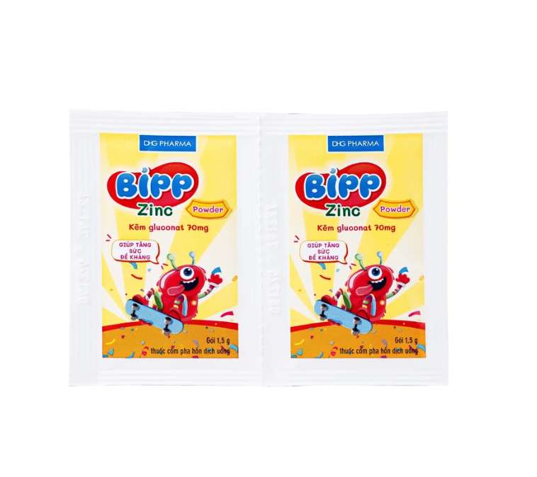 Thuốc Bipp zinc powder 70mg DHG giúp bổ sung kẽm, tăng cường sức để kháng cho trẻ em (24 gói x 1.5g).webp