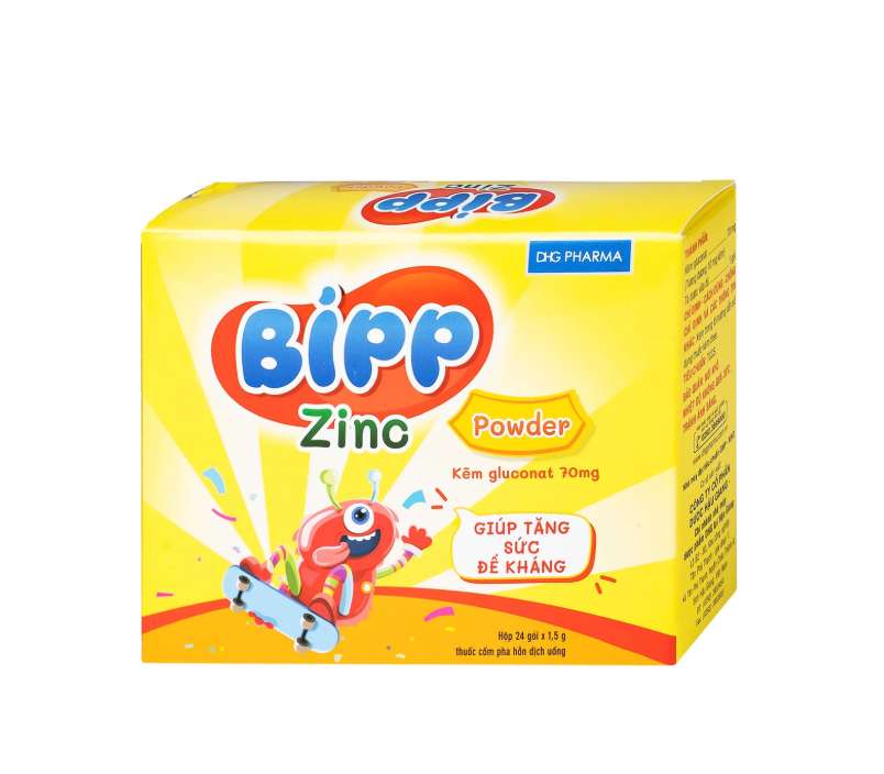 Thuốc Bipp zinc powder 70mg DHG giúp bổ sung kẽm, tăng cường sức để kháng cho trẻ em (24 gói x 1.5g).webp