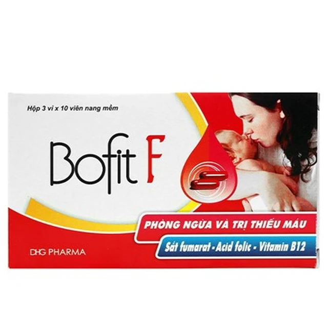 Thuốc Bofit F DHG Pharma phòng ngừa và trị thiếu máu cho phụ nữ có thai (3 vỉ x 10 viên).webp