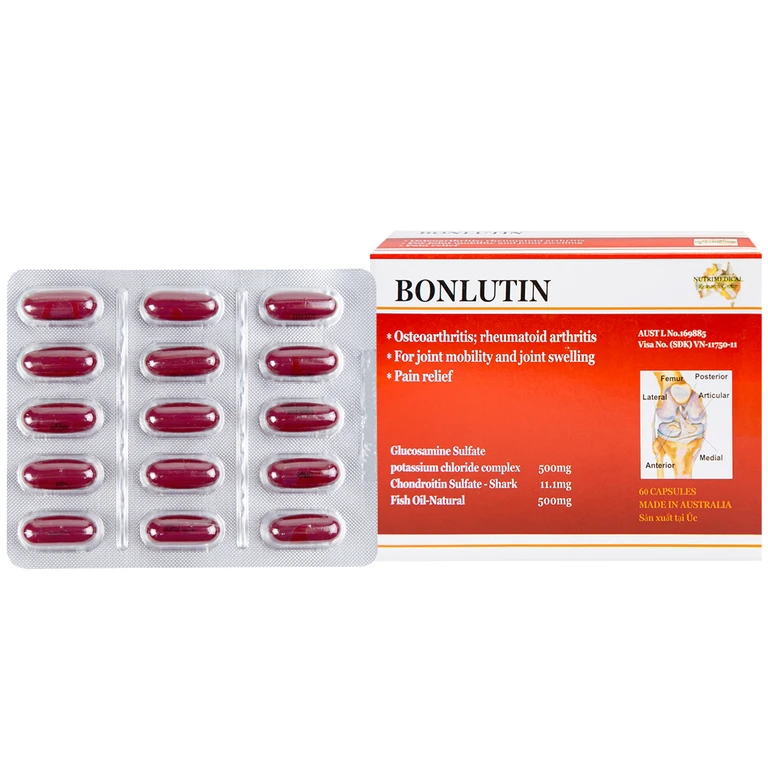 Thuốc Bonlutin Catalent giảm triệu chứng của thoái hóa khớp gối nhẹ và trung bình (4 vỉ x 15 viên).webp