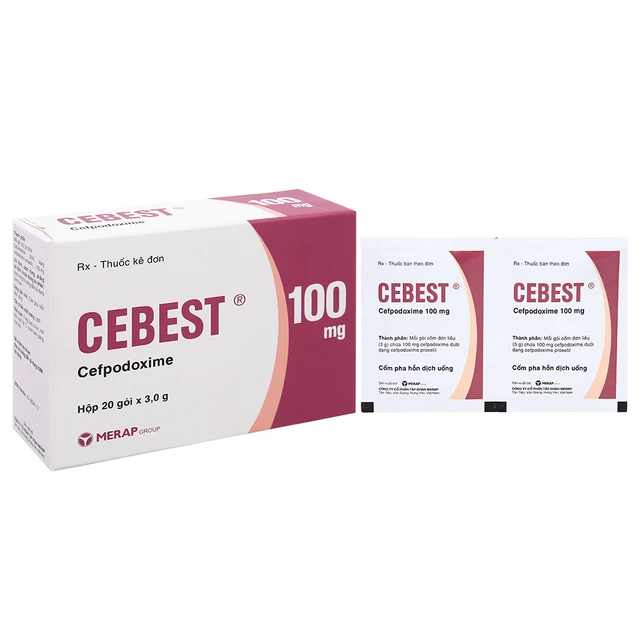 Thuốc Cebest 100mg Merap điều trị nhiễm khuẩn nhẹ và trung bình (20 gói x 3g).webp