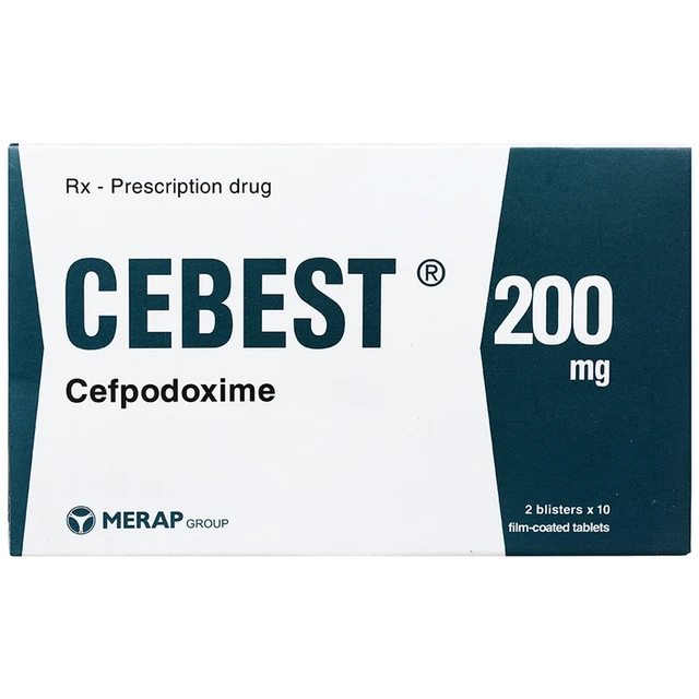 Thuốc Cebest 200mg Merap điều trị nhiễm khuẩn hô hấp, tiết niệu, nhiễm khuẩn da (2 vỉ x 10 viên).webp
