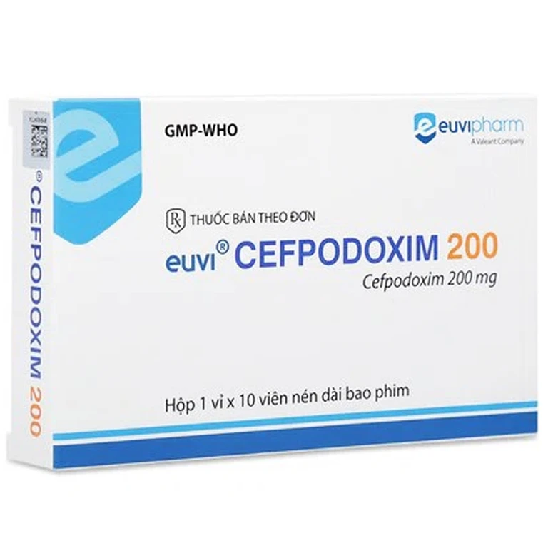 Thuốc Cefpodoxim 200mg Euvipharm điều trị nhiễm khuẩn (1 vỉ x 10 viên).webp