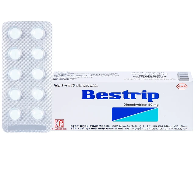Thuốc Chống Say Xe Bestrip 50mg Pharmedic (30 viên).webp