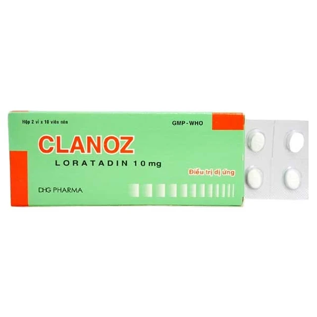 Thuốc Clanoz 10mg DHG điều trị các triệu chứng liên quan đến viêm mũi dị ứng (2 vỉ x 10 viên).webp