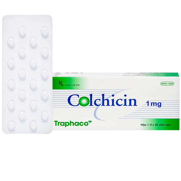 Thuốc Colchicin 1mg Traphaco điều trị bệnh gút và ngăn tái phát (1 vỉ x 20 viên).webp