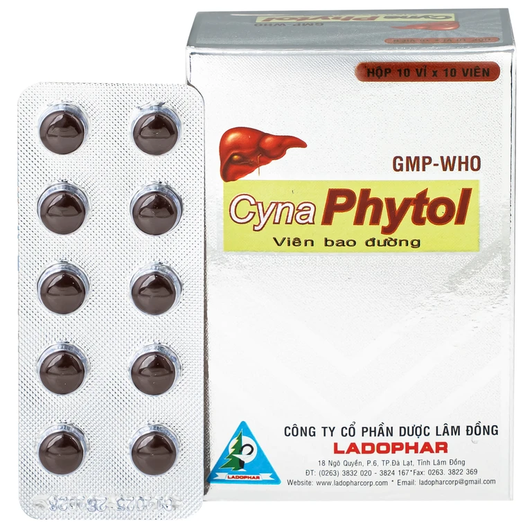 Thuốc Cynaphytol Ladophar Giải độc gan, thông mật, lợi tiểu, nhuận tràng (10 vỉ x 10 viên).webp