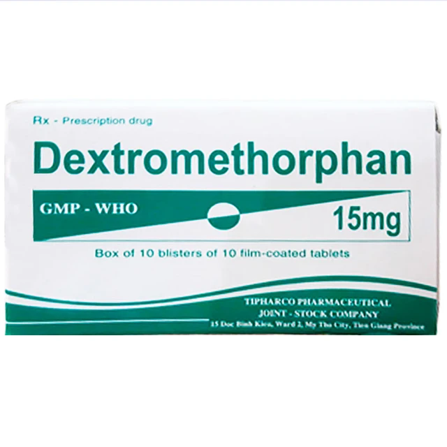Thuốc Dextromethorphan 15mg Tipharco điều trị ho khan, ho do kích ứng (10 vỉ x 10 viên).webp