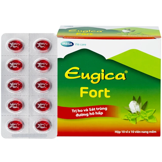 Thuốc Eugica Fort DHG điều trị các chứng ho, đau họng, sổ mũi, cảm cúm (10 vỉ x 10 viên).webp