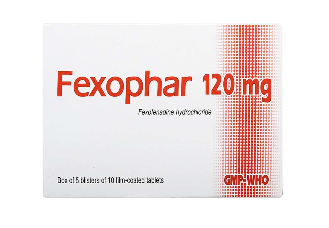 Thuốc Fexophar 120mg TV.Pharm điều trị triệu chứng viêm mũi dị ứng, sổ mũi, hắt hơi, dị ứng da (5 vỉ x 10 viên).webp