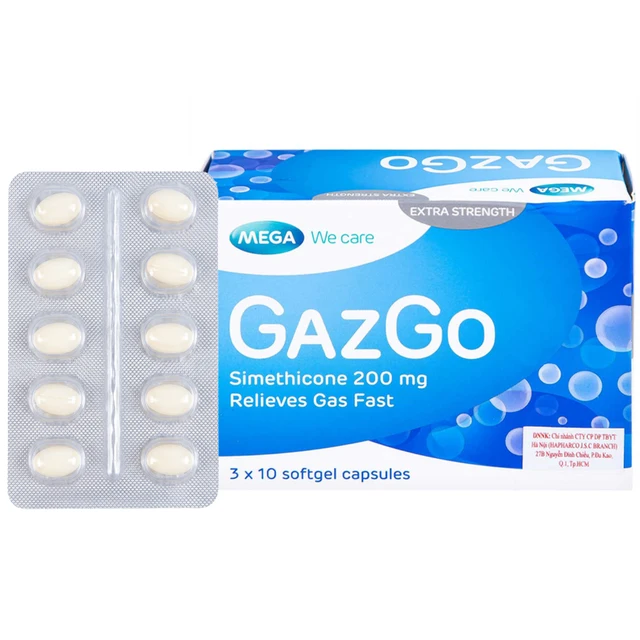 Thuốc GazGo MEGA We care điều trị khó chịu, căng đau, trướng bụng (3 vỉ x 10 viên).webp