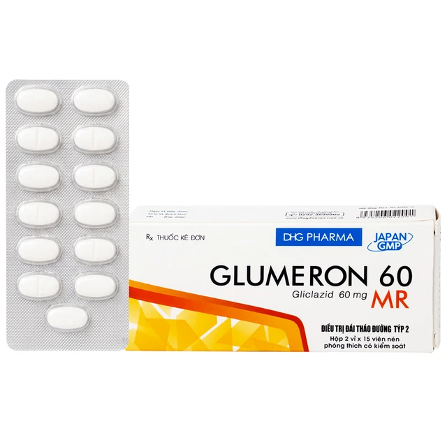 Thuốc Glumeron 60 MR DHG điều trị đái tháo đường típ 2 (2 vỉ x 15 viên).webp