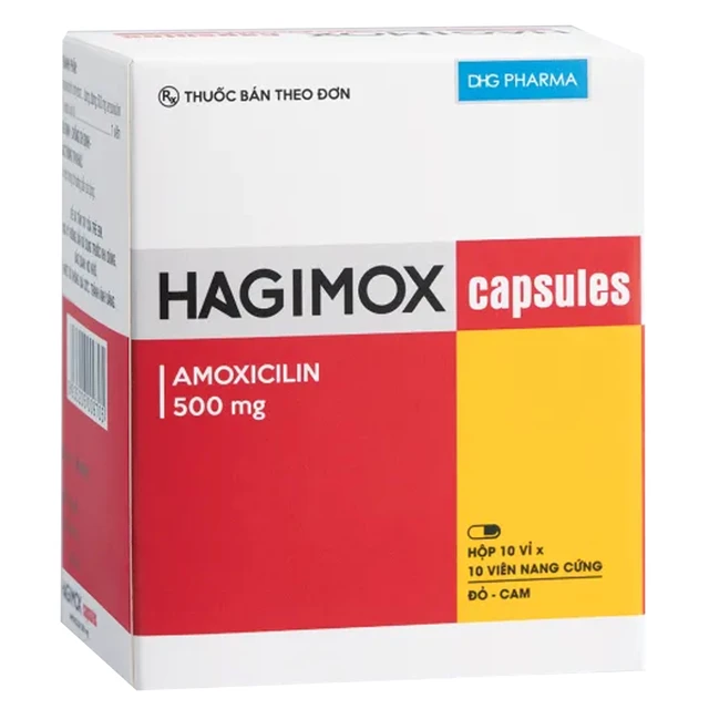Thuốc Hagimox Capsules 500mg DHG điều trị nhiễm khuẩn (10 vỉ x 10 viên).webp