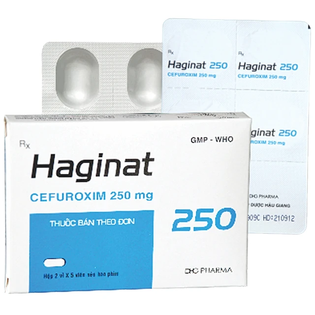 Thuốc Haginat 250 DHG điều trị nhiễm khuẩn (2 vỉ x 5 viên).webp