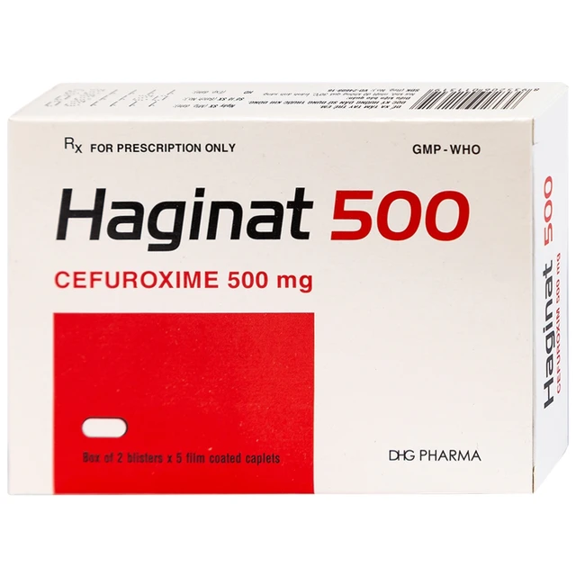 Thuốc Haginat 500 DHG điều trị nhiễm khuẩn (2 vỉ x 5 viên).webp