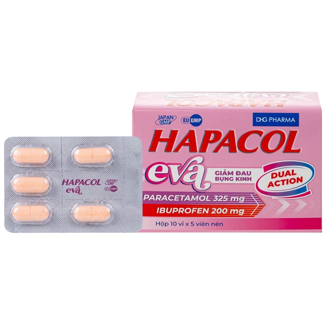 Thuốc Hapacol Eva giảm đau bụng kinh Dhg Pharma (10 vỉ x 5 viên).webp