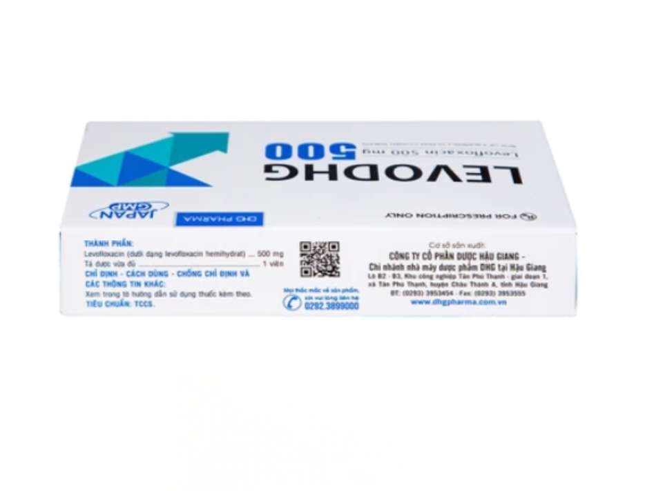 Thuốc LevoDHG 500 điều trị các chứng nhiễm khuẩn, viêm phổi, viêm tiền liệt tuyến (3 vỉ x 10 viên).webp