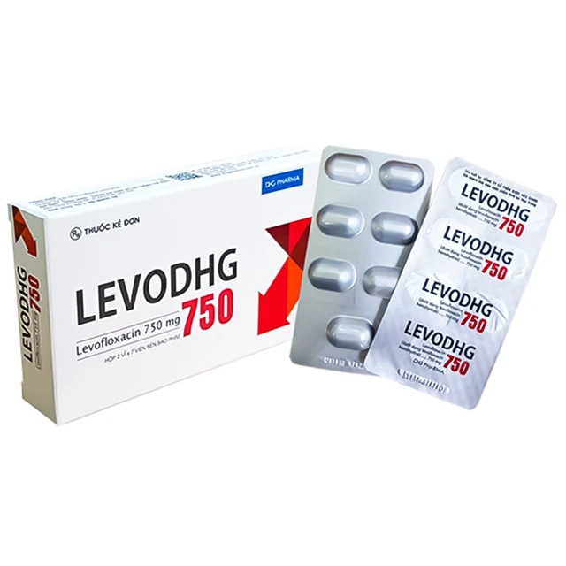 Thuốc LevoDHG 750 điều trị các chứng nhiễm khuẩn (2 vỉ x 7 viên).webp