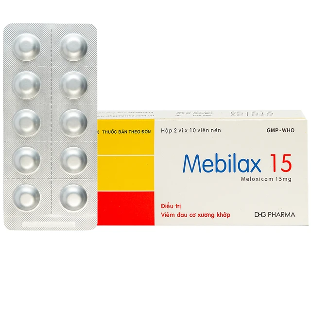 Thuốc Mebilax 15 DHG điều trị viêm đau cơ xương khớp (2 vỉ x 10 viên).webp